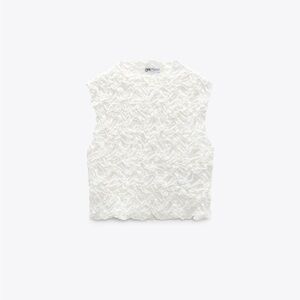 Zara NWOT White Textured Sleeveless Top